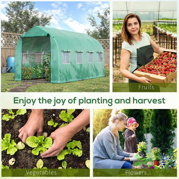 Outsunny Galvanised Frame Polytunnel Greenhouse with Windows and Door for Garden, Backyard (4 x 2M) Aosom UK