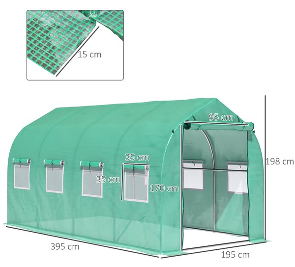 Outsunny Galvanised Frame Polytunnel Greenhouse with Windows and Door for Garden, Backyard (4 x 2M) Aosom UK