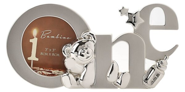 Bambino Silver effect Cutout Letters 'One' Photo Frame