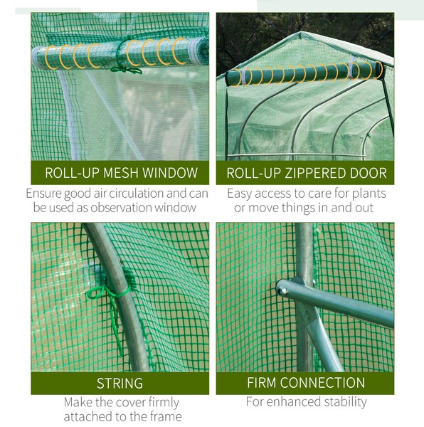 Outsunny Galvanised Frame Polytunnel Greenhouse with Windows and Door for Garden, Backyard (4 x 2M) Aosom UK