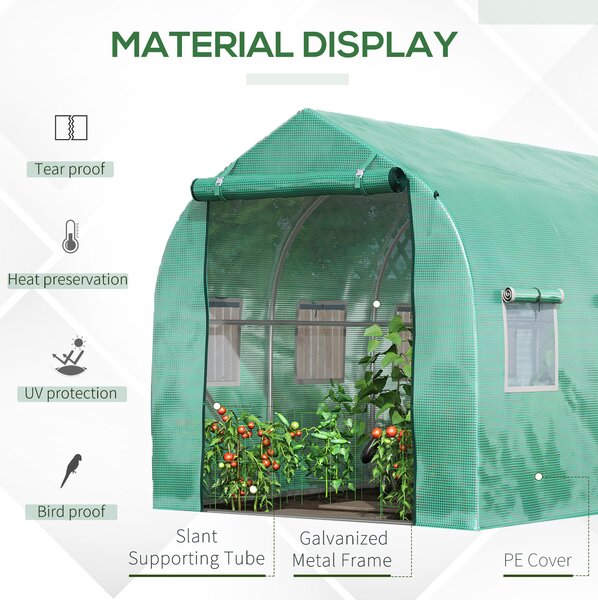 Outsunny Galvanised Frame Polytunnel Greenhouse with Windows and Door for Garden, Backyard (4 x 2M) Aosom UK