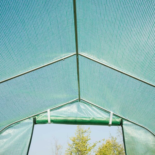 Outsunny Galvanised Frame Polytunnel Greenhouse with Windows and Door for Garden, Backyard (4 x 2M) Aosom UK