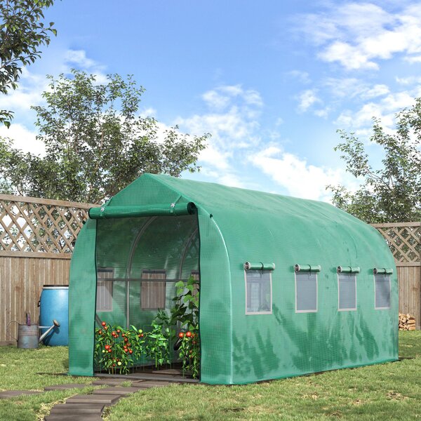 Outsunny Galvanised Frame Polytunnel Greenhouse with Windows and Door for Garden, Backyard (4 x 2M) Aosom UK