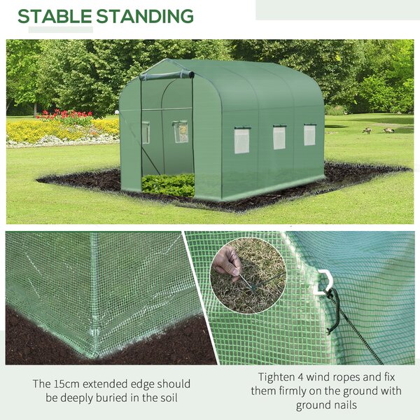 Outsunny Walk in Polytunnel Greenhouse with Windows and Door for Garden, Backyard (3 x 2M) Aosom UK