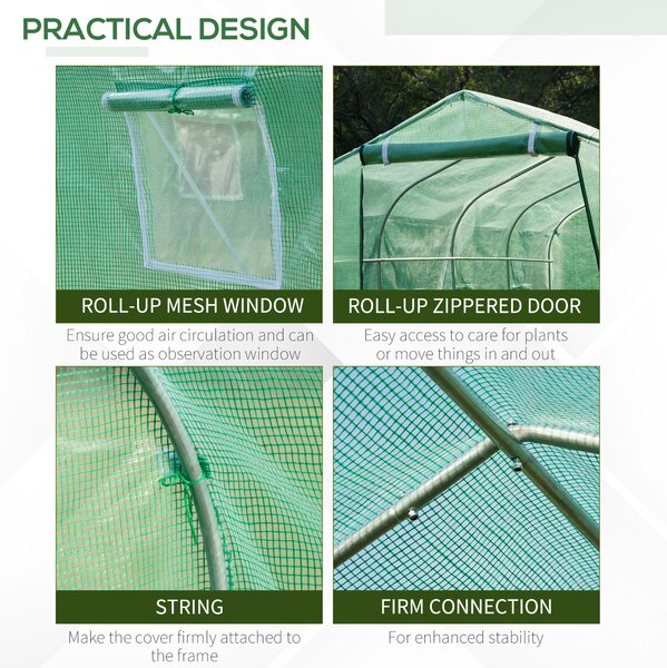Outsunny Walk in Polytunnel Greenhouse with Windows and Door for Garden, Backyard (3 x 2M) Aosom UK