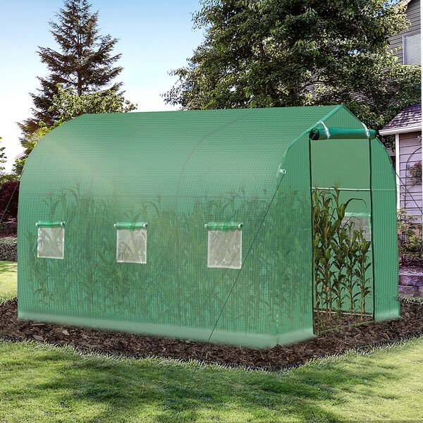 Outsunny Walk in Polytunnel Greenhouse with Windows and Door for Garden, Backyard (3 x 2M) Aosom UK