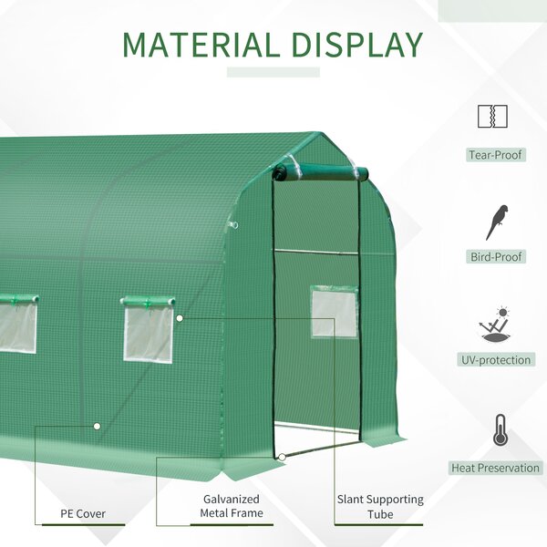 Outsunny Walk in Polytunnel Greenhouse with Windows and Door for Garden, Backyard (3 x 2M) Aosom UK