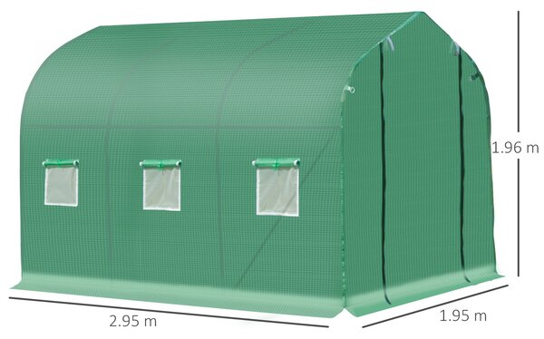 Outsunny Walk in Polytunnel Greenhouse with Windows and Door for Garden, Backyard (3 x 2M) Aosom UK