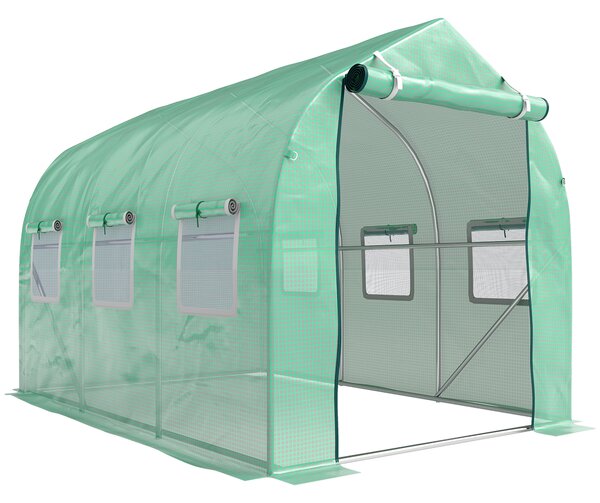 Outsunny Walk in Polytunnel Greenhouse with Windows and Door for Garden, Backyard (3 x 2M) Aosom UK