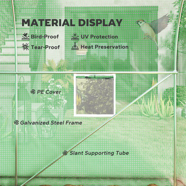 Outsunny Heavy Duty Polytunnel, Galvanised Steel Frame Walk-In Tunnel Greenhouse with Plastic Cover, 190 x 300 x 195cm, Green Aosom UK