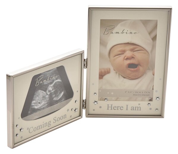 Bambino Silver effect 'Here I Am' Double Scan Frame