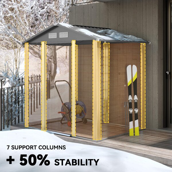 Outsunny 6 x 5 ft Garden Storage Shed Apex Store for Gardening Tool with Foundation and Ventilation, Brown