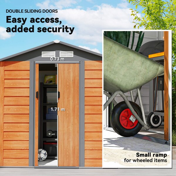 Outsunny 6 x 5 ft Garden Storage Shed Apex Store for Gardening Tool with Foundation and Ventilation, Brown