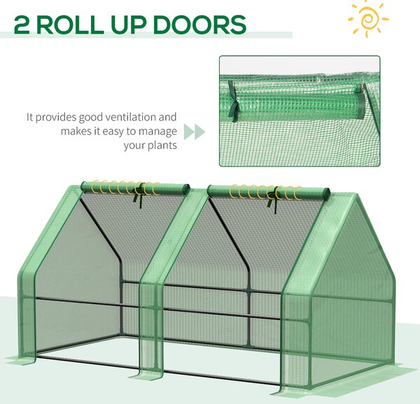 Outsunny Mini Small Greenhouse with Steel Frame & PE Cover & Zippered Window Poly tunnel Steeple for Plants Vegetables, 180 x 90 x 90 cm Aosom UK
