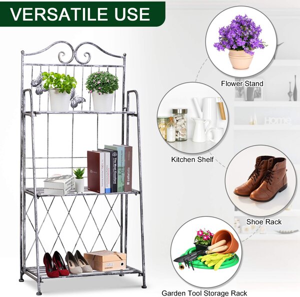 Outsunny Indoor Outdoor Freestanding 3-Tier Garden Plant Stand Metal Flower Display Rack for Potted Plants Balcony Décor 44L x 25W x 96H cm Aosom UK