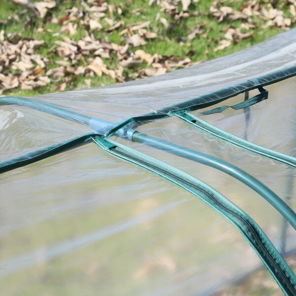 Outsunny Portable Small Greenhouse, Steel Frame w/ Zipper Doors, PVC Tunnel Greenhouse Plant Grow House, 350L x 100W x 80H cm Aosom UK