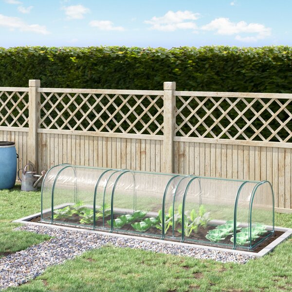 Outsunny Portable Small Greenhouse, Steel Frame w/ Zipper Doors, PVC Tunnel Greenhouse Plant Grow House, 350L x 100W x 80H cm Aosom UK