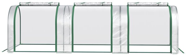 Outsunny Transparent Tunnel Greenhouse: PVC Grow House with Steel Frame, Zipper Entrances for Verdant Cultivation, 295x100x80cm Aosom UK