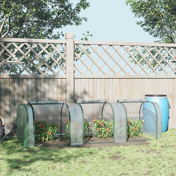 Outsunny Transparent Tunnel Greenhouse: PVC Grow House with Steel Frame, Zipper Entrances for Verdant Cultivation, 295x100x80cm Aosom UK