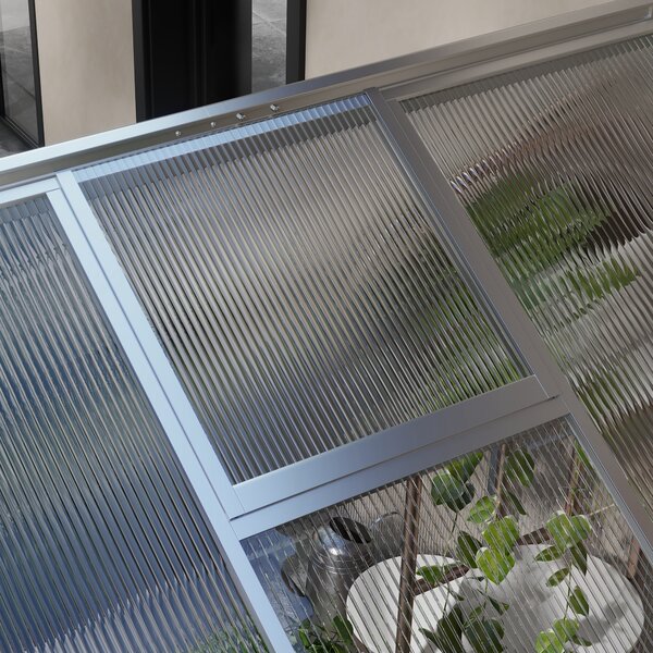 Outsunny 6 x 6ft Polycarbonate Greenhouse with Rain Gutters, Large Walk-In Green House with Window, Garden Plants Grow House with Aluminium Aosom UK