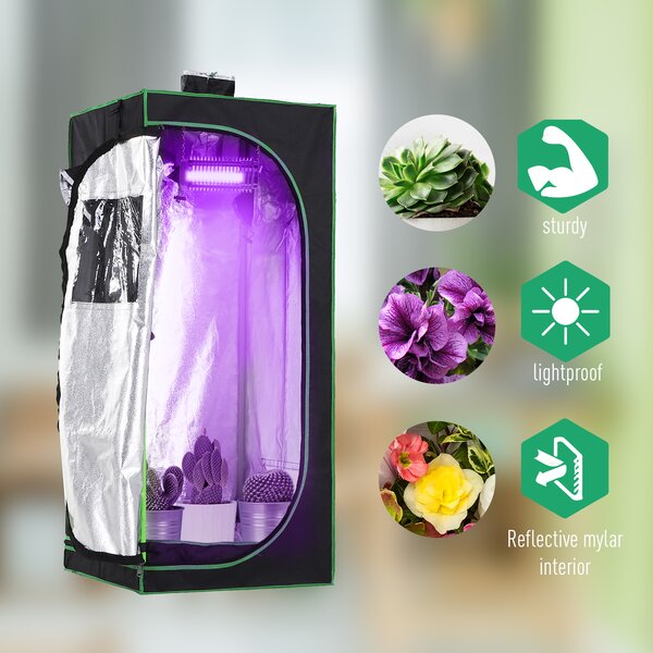 Outsunny Grow Tent Kits Grow Tent Hydroponic Grow Tent 60 x 60 x 140cm with Detachable Waterproof Floor Tray Aosom UK