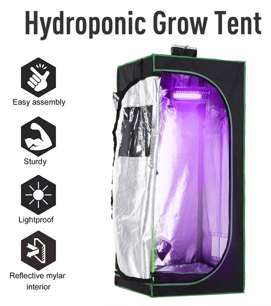 Outsunny Grow Tent Kits Grow Tent Hydroponic Grow Tent 60 x 60 x 140cm with Detachable Waterproof Floor Tray Aosom UK