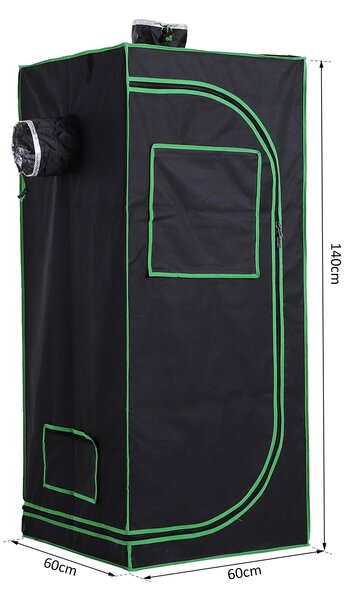 Outsunny Grow Tent Kits Grow Tent Hydroponic Grow Tent 60 x 60 x 140cm with Detachable Waterproof Floor Tray Aosom UK