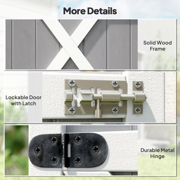Outsunny Wooden Garden Storage Shed Fir Wood Tool Cabinet Organiser with Shelves 75L x 56W x115Hcm Grey Aosom UK