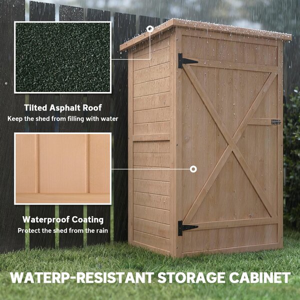 Outsunny Wooden Garden Sheds, Fir Wood Tool Cabinet Organiser Small Shed with Shelves and Bolt Latch, 75L x 56W x115Hcm Aosom UK