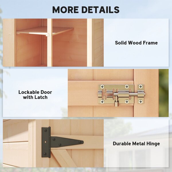 Outsunny Wooden Garden Sheds, Fir Wood Tool Cabinet Organiser Small Shed with Shelves and Bolt Latch, 75L x 56W x115Hcm Aosom UK
