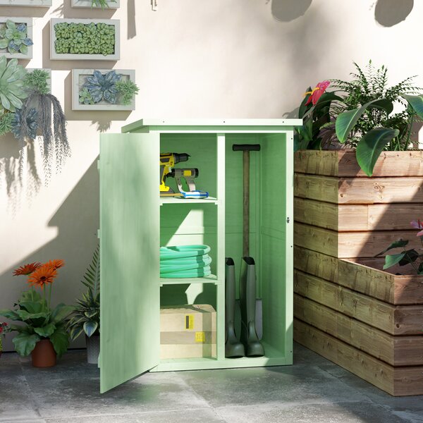 Outsunny Wooden Garden Sheds, Garden Storage Shed with Shelves and Bolt Latch, 75L x 56W x115H cm, Green Aosom UK