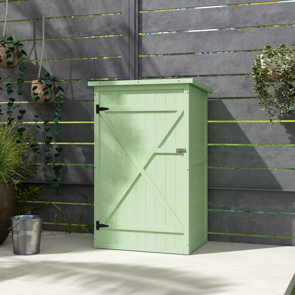 Outsunny Wooden Garden Sheds, Garden Storage Shed with Shelves and Bolt Latch, 75L x 56W x115H cm, Green Aosom UK