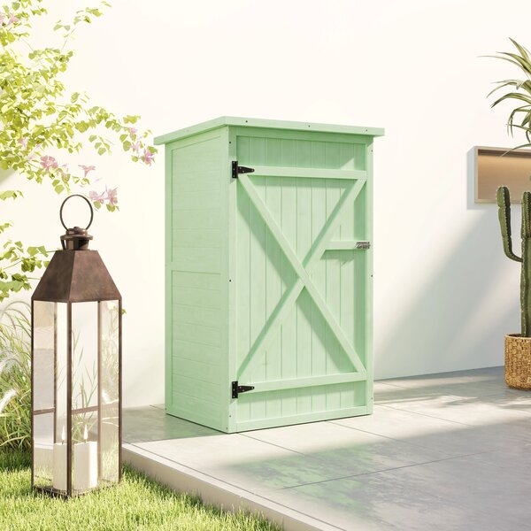 Outsunny Wooden Garden Sheds, Garden Storage Shed with Shelves and Bolt Latch, 75L x 56W x115H cm, Green Aosom UK
