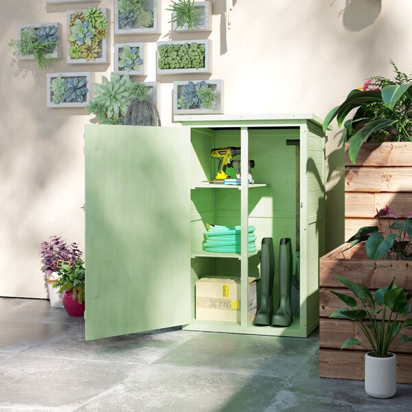 Outsunny Wooden Garden Sheds, Garden Storage Shed with Shelves and Bolt Latch, 75L x 56W x115H cm, Green Aosom UK