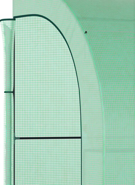 Outsunny Lean to Greenhouse Walk in Greenhouse with Windows & Doors, 2 Tiers 6 Wired Shelves, 300L x 150W x 215Hcm, Green Aosom UK