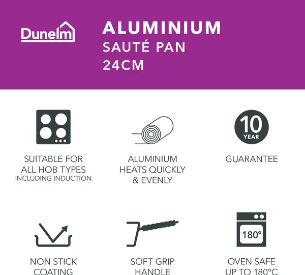 Non-Stick Aluminium Saute Pan, 24cm