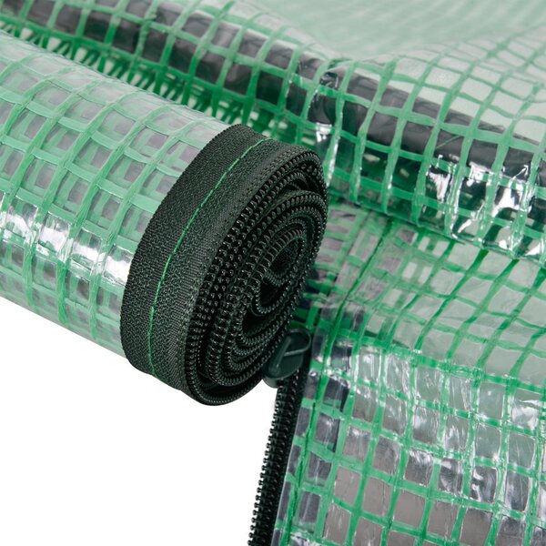Outsunny Tunnel Greenhouse, Steel Frame Outdoor Grow House with PE Cover, Roll-up Door, Green, 200x100x80cm Aosom UK