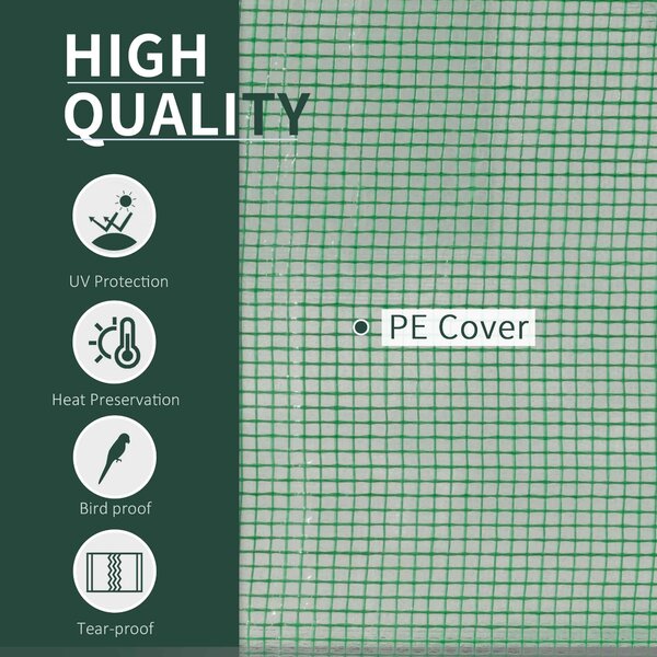Outsunny Tunnel Greenhouse, Steel Frame Outdoor Grow House with PE Cover, Roll-up Door, Green, 200x100x80cm Aosom UK
