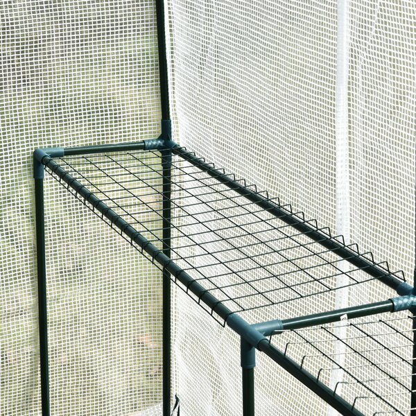 Outsunny Walk in Garden Greenhouse with Shelves Polytunnel Steeple Grow House 186L x 120W 190Hcm White Aosom UK