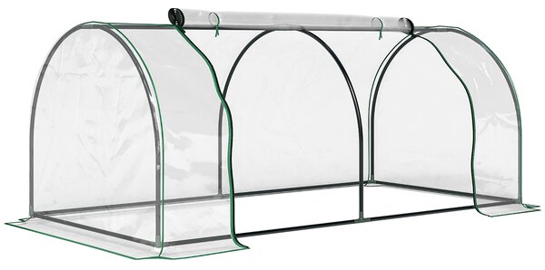 Outsunny Transparent Grow House: Steel-Framed Tunnel Greenhouse with PE Cover, 200 x 100 x 80 cm Aosom UK