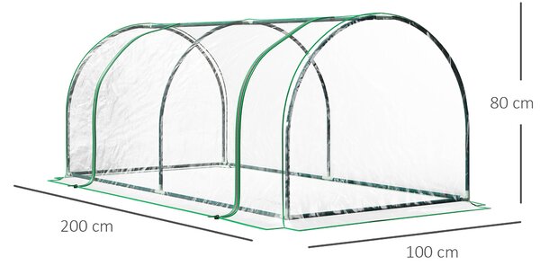Outsunny Transparent Grow House: Steel-Framed Tunnel Greenhouse with PE Cover, 200 x 100 x 80 cm Aosom UK
