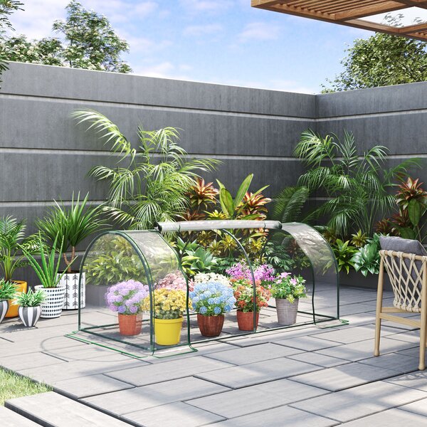 Outsunny Transparent Grow House: Steel-Framed Tunnel Greenhouse with PE Cover, 200 x 100 x 80 cm Aosom UK