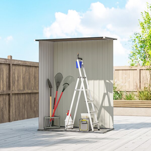 Outsunny 5 x 3ft Garden Storage Shed with Sloped Roof, Lockable Door for Tools and Equipment, Metallic, Brown Aosom UK
