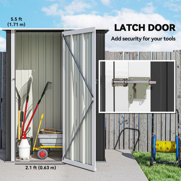 Outsunny Garden Storage Shed, Outdoor Tool Shed with Sloped Roof, Lockable Door for Equipment, Bikes, Grey, 142 x 84 x 189cm Aosom UK