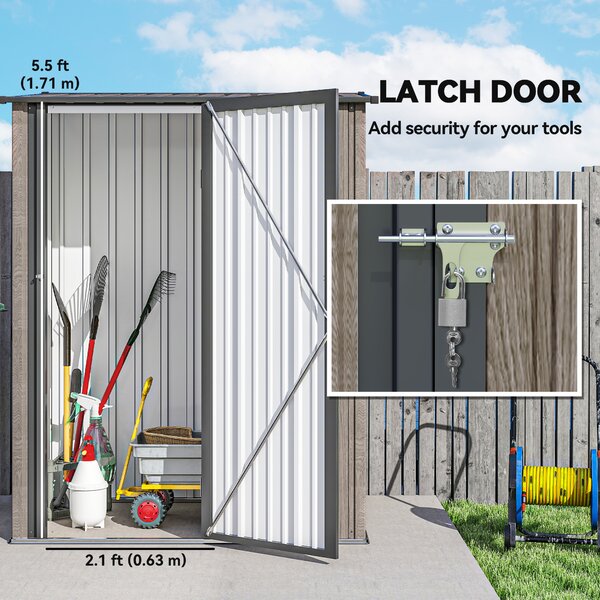 Outsunny 5x3 Garden Shed Metal Construction with Sloped Roof, Lockable Door, Perfect for Gardeners & DIY Enthusiasts, Light Grey Aosom UK