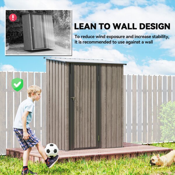 Outsunny 5x3 Garden Shed Metal Construction with Sloped Roof, Lockable Door, Perfect for Gardeners & DIY Enthusiasts, Light Grey Aosom UK
