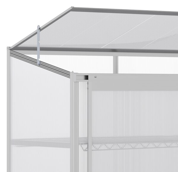 Outsunny 3-Tier Mini Greenhouse Garden Cold Frame Plant Growth House w / Polycarbonate Panels, Openable Roof, 129.5 x 58 x 140 cm, Silver