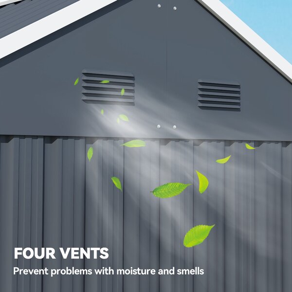 Outsunny large garden shed shed for tools and shed for gardening 7x6ft Galvanised with Latch Dark Grey Aosom UK