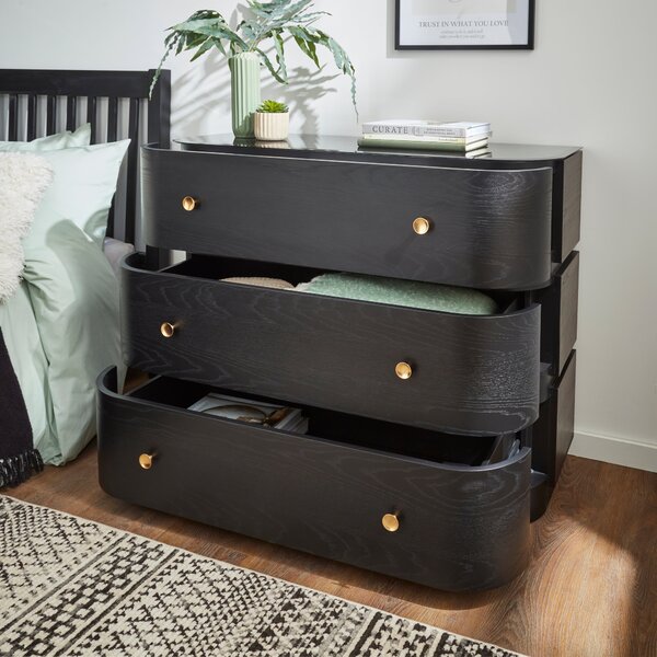 Azula 3 Drawer Chest, Black