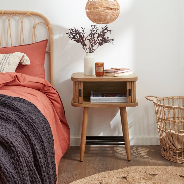 Leona 2 Door Bedside Table, Mango Wood